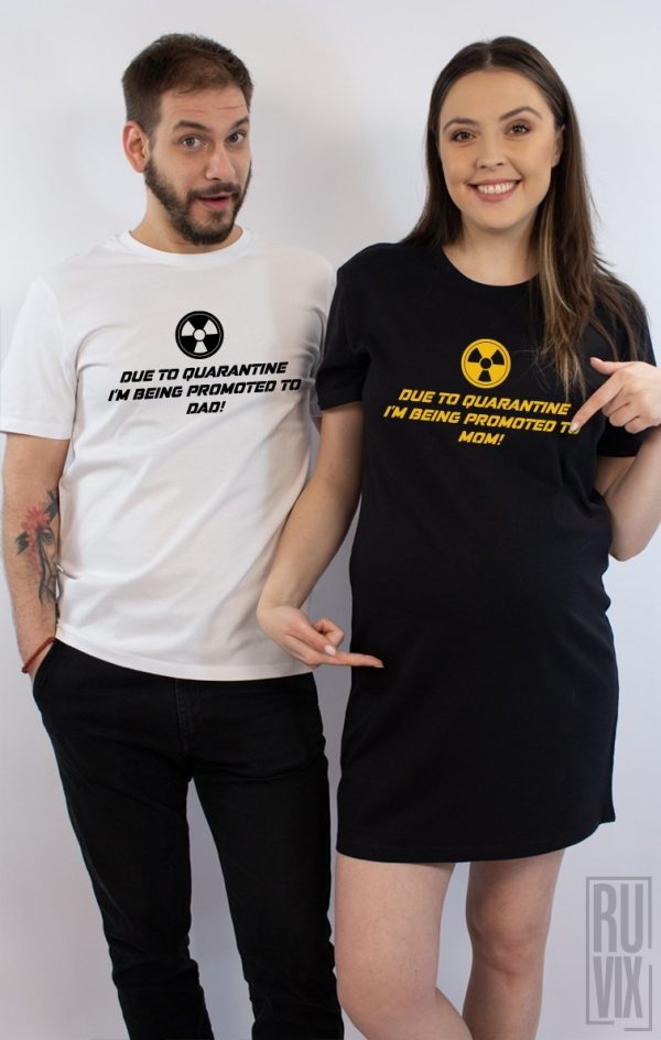 Tricouri pentru Cupluri, Set Rochie + Tricou Due to Quarantine, ruvix.ro