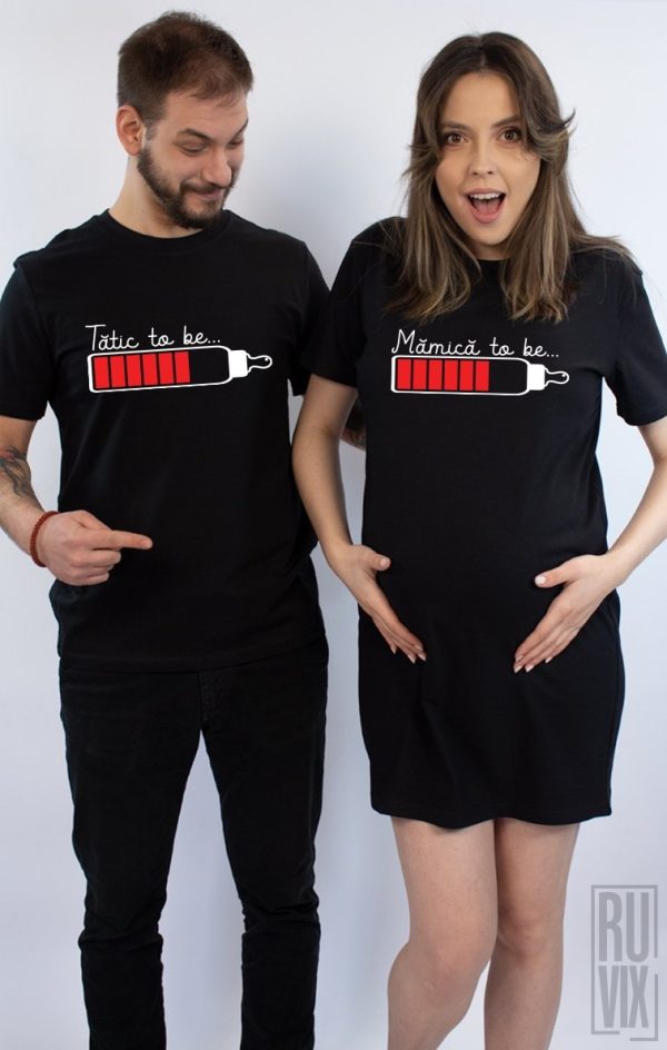 Tricouri pentru Cupluri, Set Rochie + Tricou Părinți to be, ruvix.ro