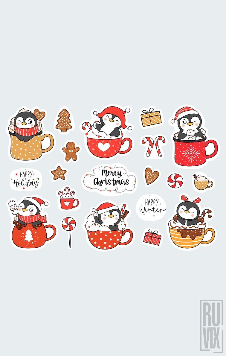 Set Stickere Crăciun - Pinguini