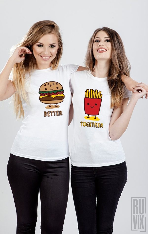 De Purtat la Grătar, Set tricouri Burger &amp; Fries, ruvix.ro