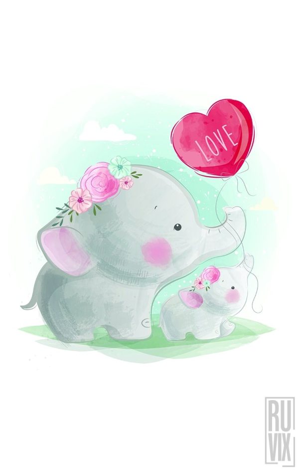 Cadouri de Paște, SET Tricouri Familie Elephant LOVE, ruvix.ro