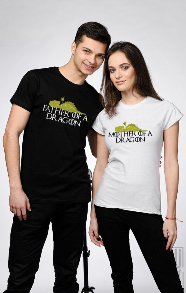 Tricouri pentru Cupluri, Set Tricouri Parents of a Dragon, ruvix.ro