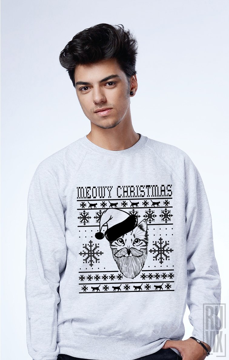 Sweatshirt Gri Meowy Christmas