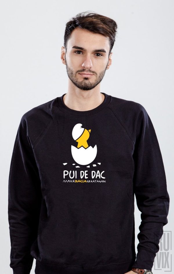 Make Dacia Great Again Shop, Bluză NEGRU Pui de DAC, ruvix.ro