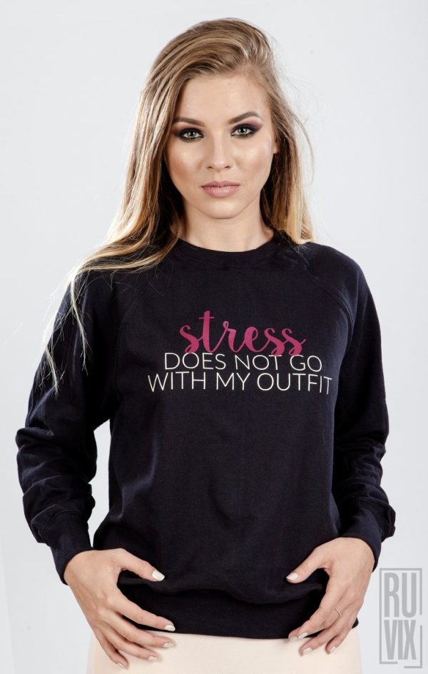 Bluze cu Mesaje, Bluză Stress Negru, ruvix.ro