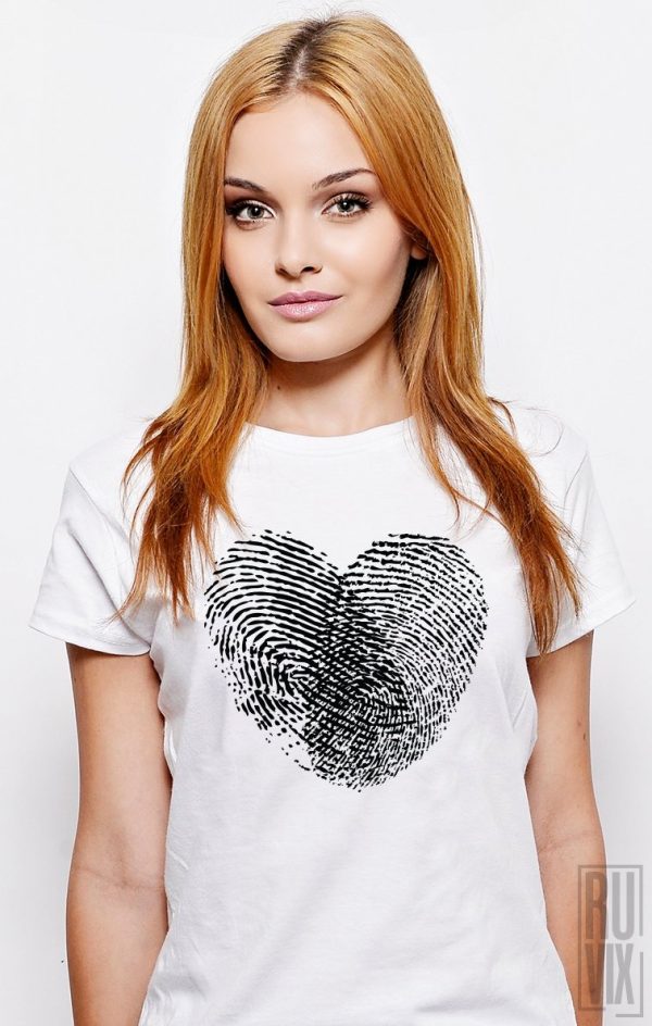 Tricouri cu Mesaje, Tricou Amprentă Inimă, ruvix.ro