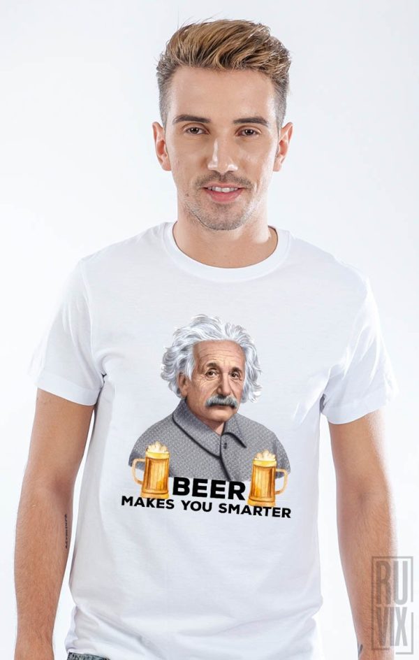 Tricouri cu Mesaje, Tricou Beer Makes You Smarter, ruvix.ro