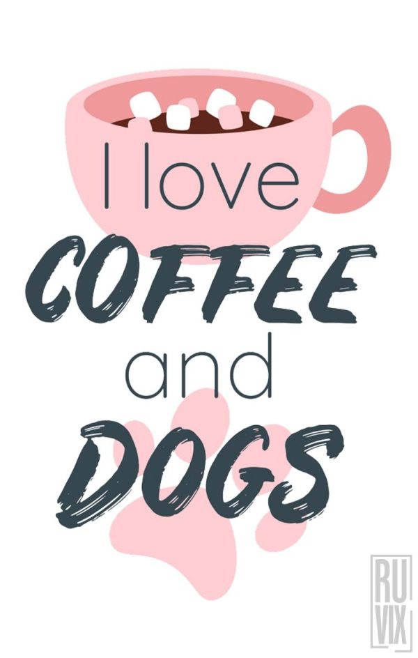 Tricouri cu Căței, Tricou Coffee and Dogs, ruvix.ro