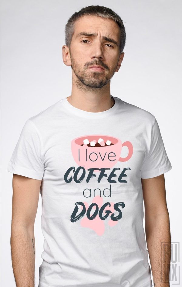Tricouri cu Căței, Tricou Coffee and Dogs, ruvix.ro