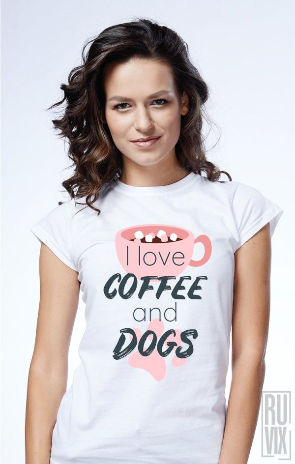 Tricouri cu Căței, Tricou Coffee and Dogs, ruvix.ro