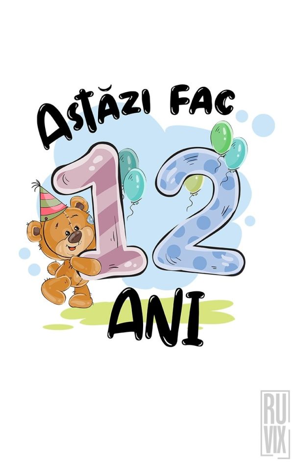 Tricou de Copii ASTĂZI FAC 12 ANI, 2, ruvix.ro