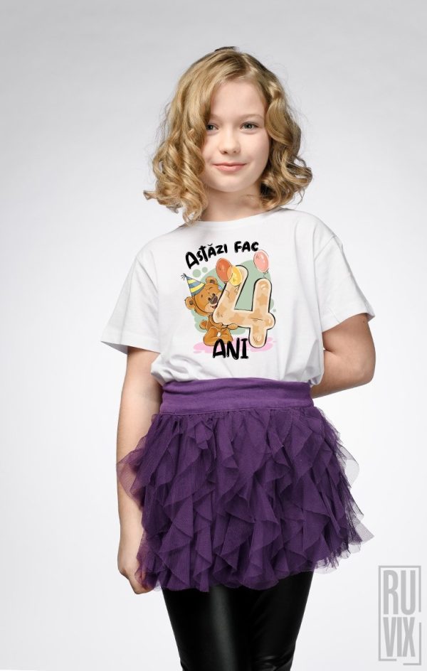 Copii, Tricou de Copii ASTĂZI FAC 4 ANI, ruvix.ro