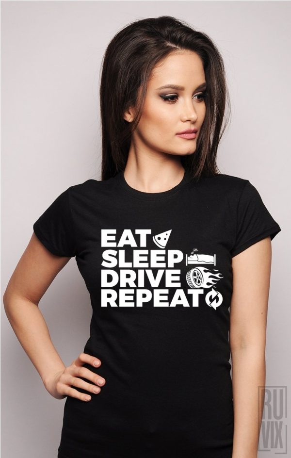 Tricouri cu Mesaje, Tricou Drive Repeat, ruvix.ro