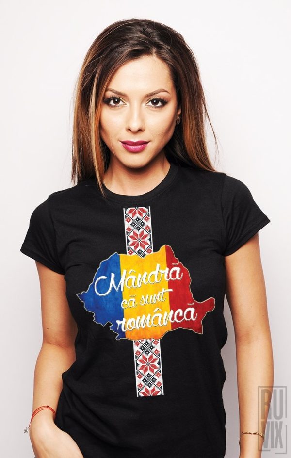 Tricouri cu Mesaje, Tricou Mândră că sunt Româncă, ruvix.ro