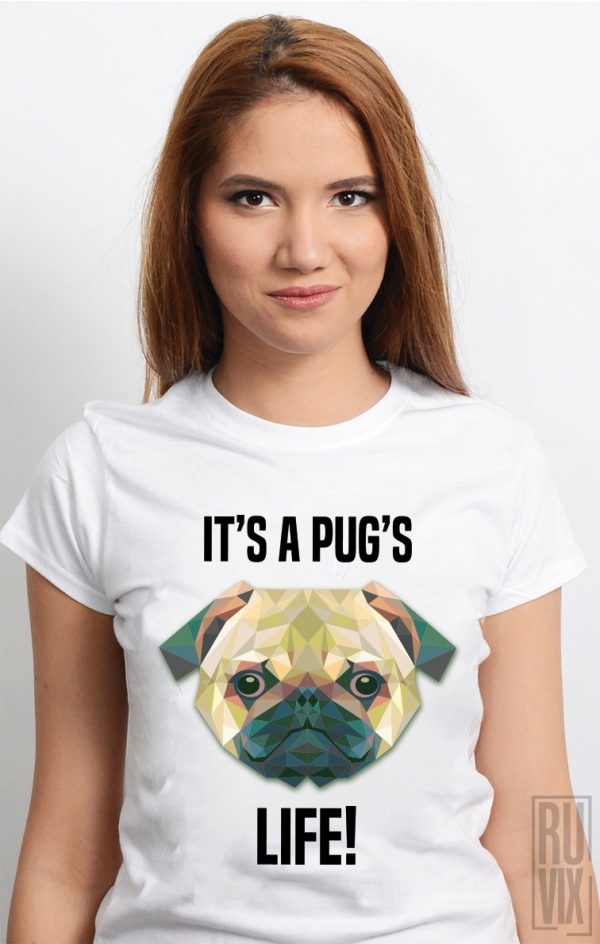 Tricouri cu Mesaje, Tricou Pug Life, ruvix.ro