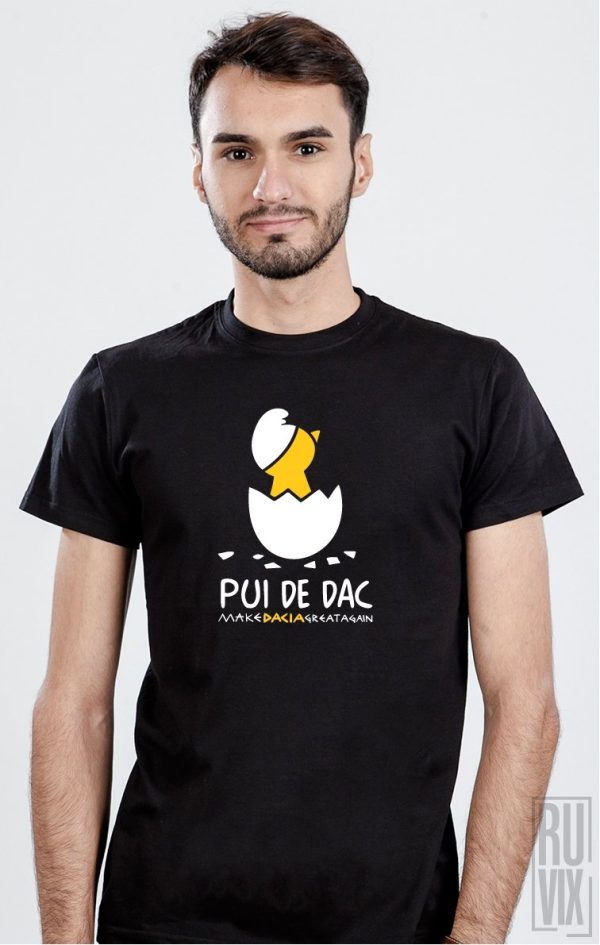 Make Dacia Great Again Shop, Tricou Pui de Dac Negru, ruvix.ro