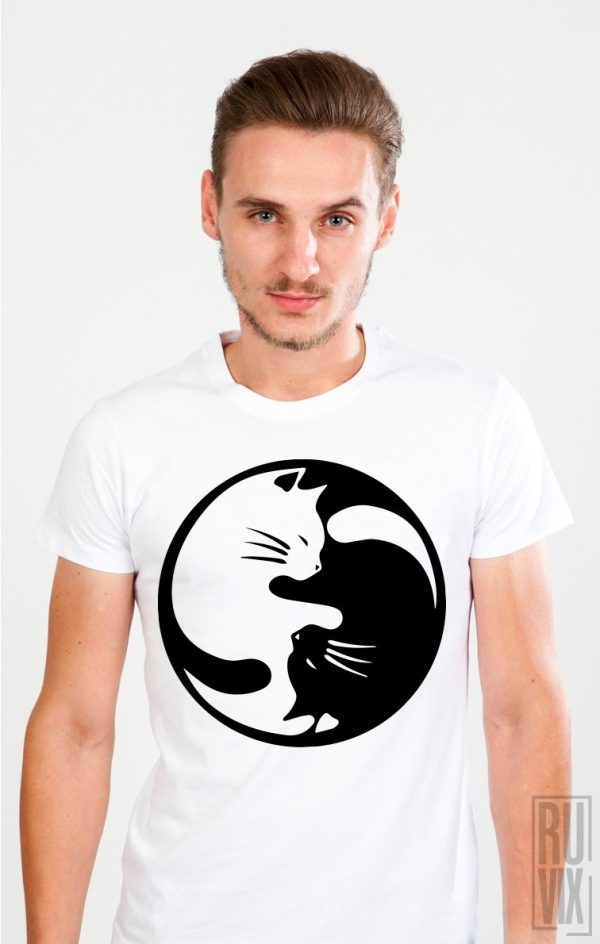 Tricou Yin și Yang Cat