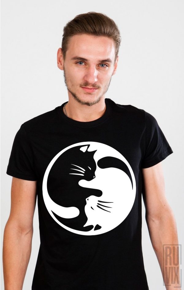 Tricou Yin și Yang Cat