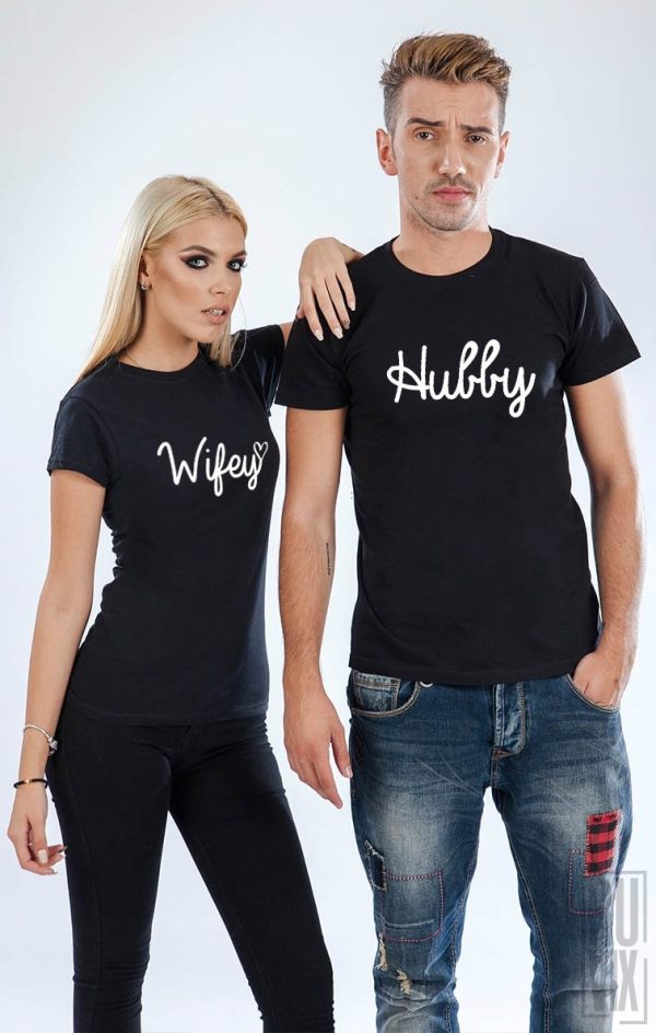 Ocazii, Tricouri de Cuplu Hubby and Wifey, ruvix.ro