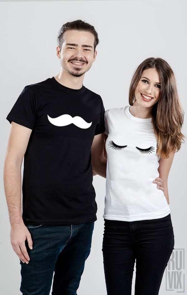 Tricouri de Cuplu Lashes and Moustache, 3, ruvix.ro