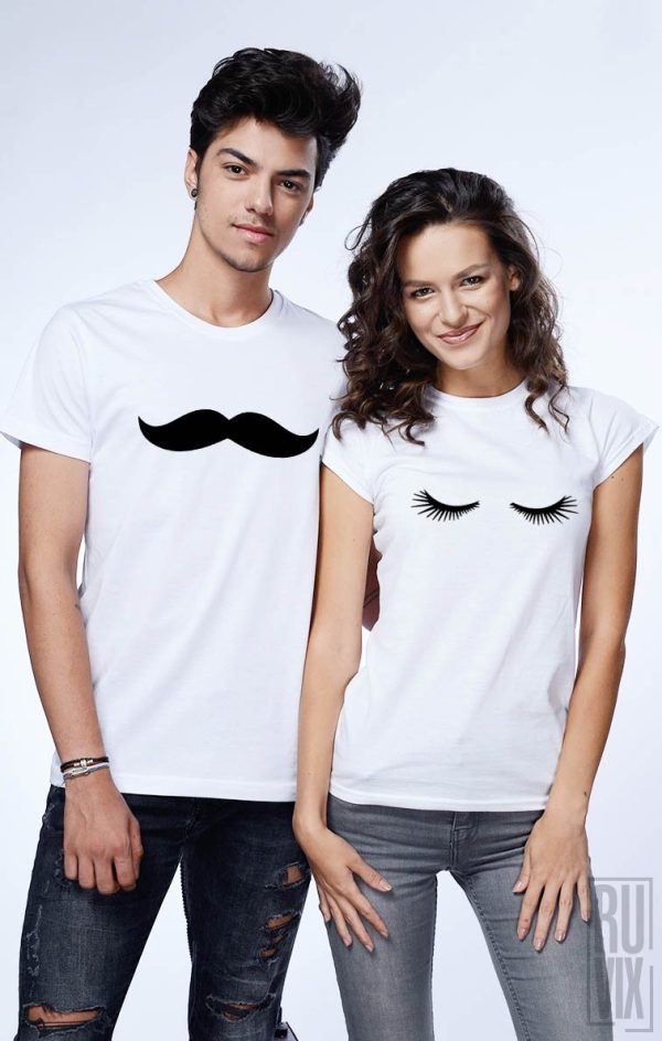 Tricouri de Cuplu Lashes and Moustache, 1, ruvix.ro