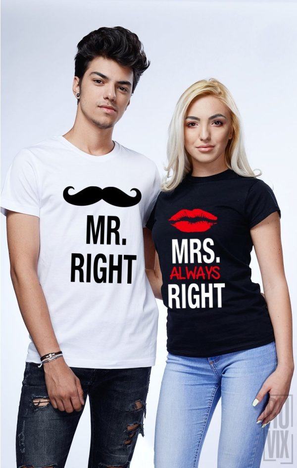 Ocazii, Tricouri de Cuplu Mr si Mrs ALWAYS RIGHT, ruvix.ro